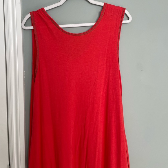 NATURAL LIFE "Hangout" 100% Cotton Orangey Red Oversized Midi Dress XS/S - Picture 8 of 13